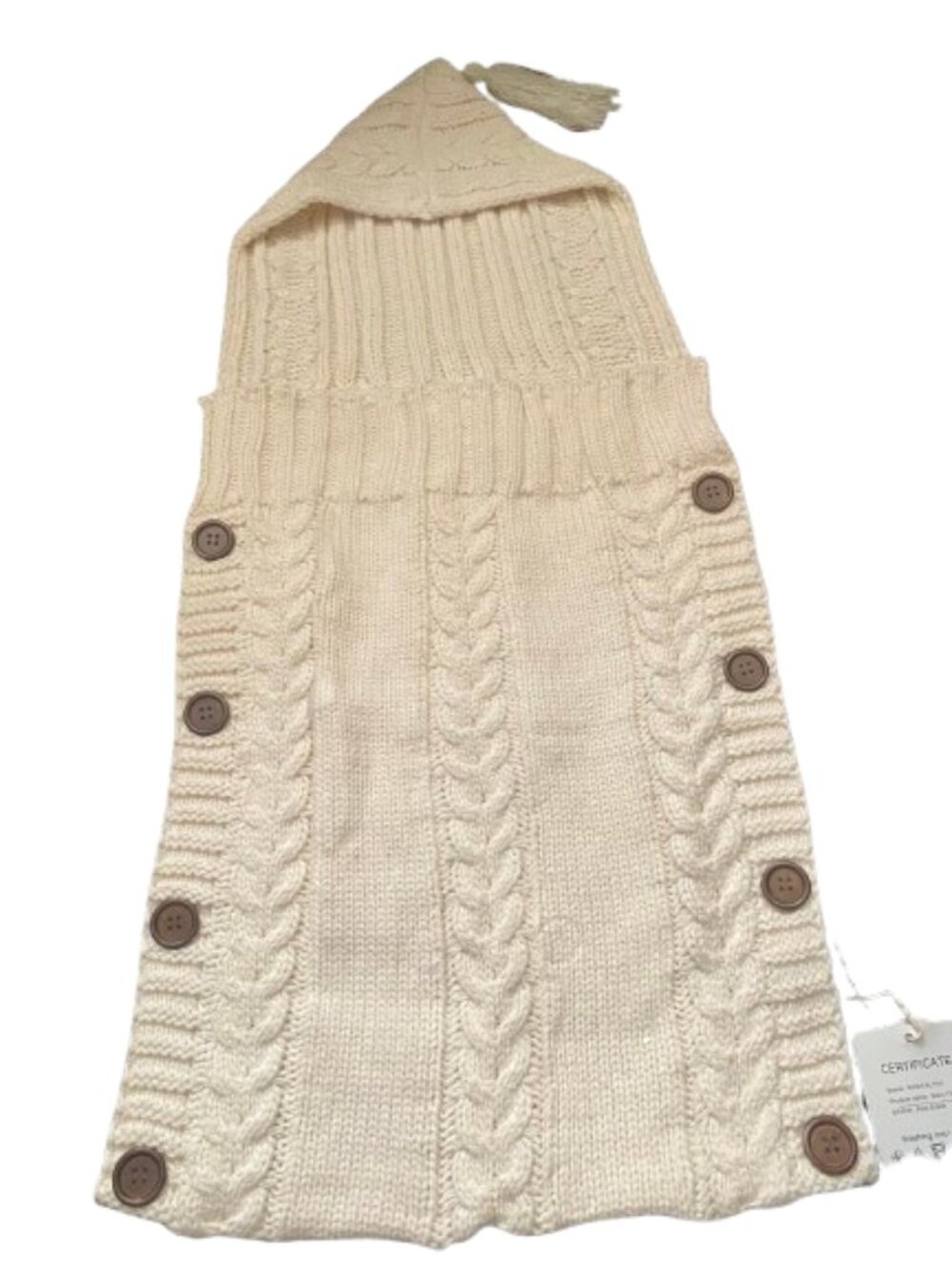 NWT Soft Cable Knit Baby Button Up Blanket Cream Hooded